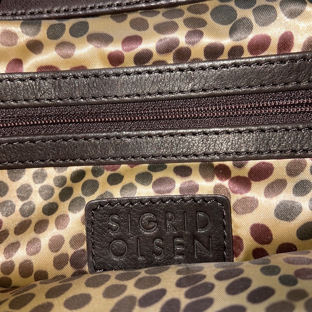 SIGRID OLSEN LEATHER brown clutch with shoulder strap - Picture 9 of 13